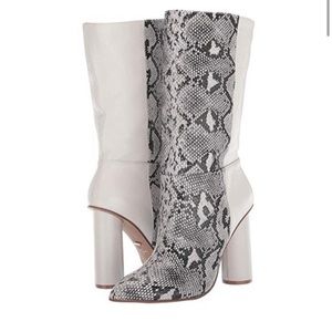 42 Gold Kolby Cream snake skin boots